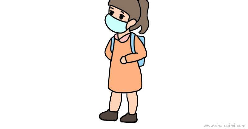 戴口罩小女孩儿童画怎么画 戴口罩小女孩简笔画好看