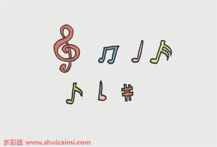 七个音符怎么画 七个音符简笔画图片大全带颜色