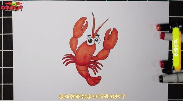 虾怎么画 虾简笔画图片带颜色