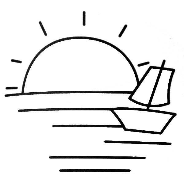 大海简笔画 大海简笔画图片彩色