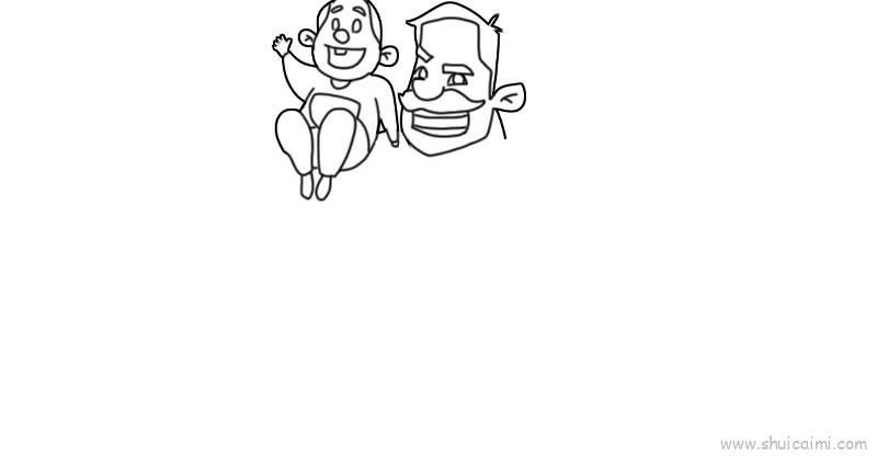 父子卡通简笔画画法步骤教学