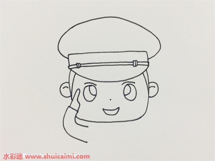 敬礼警察叔叔怎么画 敬礼警察叔叔简笔画简单彩色