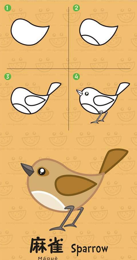 麻雀简笔画 麻雀简笔画带颜色