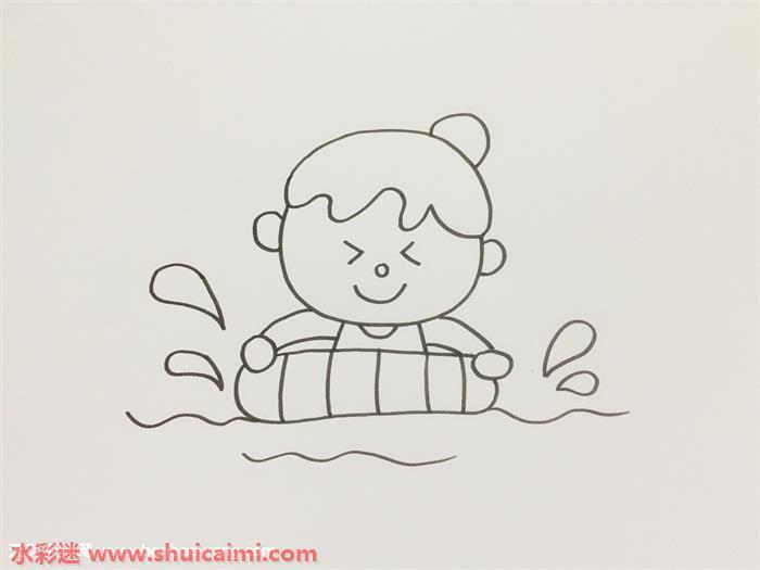 小孩游泳怎么画 小孩游泳简笔画图片大全带颜色