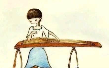 古筝简笔画 小女孩弹古筝简笔画