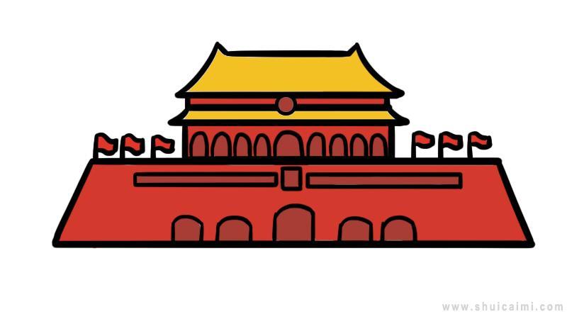 天安门简笔画怎么画 天安门简笔画步骤