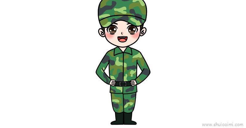 军人儿童画怎么画 军人简笔画步骤