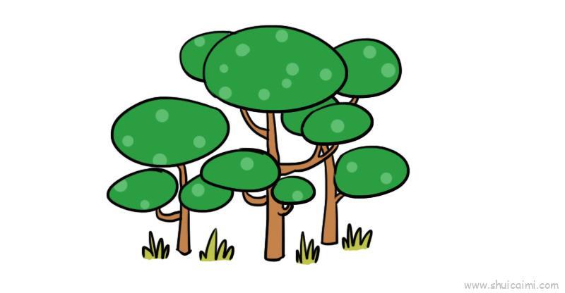 森林儿童画怎么画 森林简笔画简单