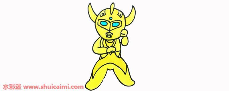 黄金赛罗卡通动漫简笔画图片教程大全