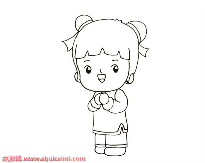 春节小孩拜年怎么画 春节小孩拜年简笔画简单又漂亮彩色