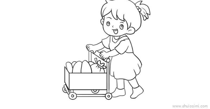 超市购物儿童画怎么画 超市购物简笔画顺序