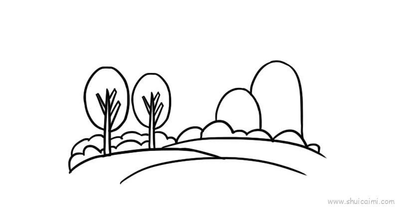 山水风景儿童画怎么画 山水风景简笔画图片大全