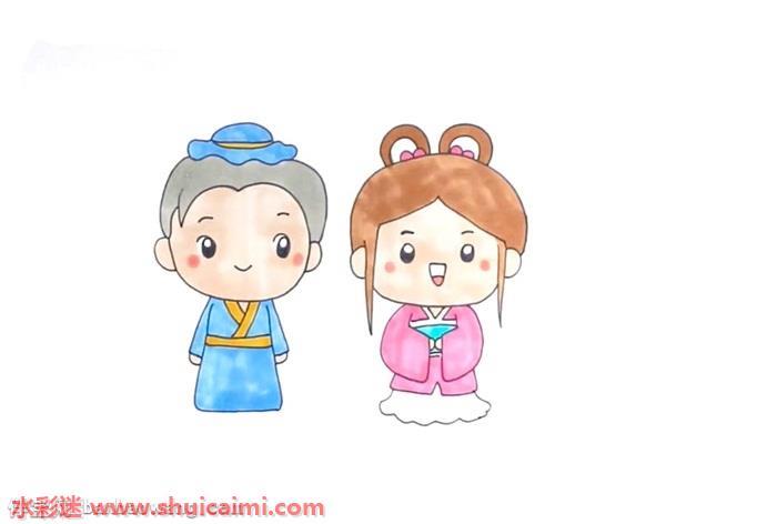 牛郎织女好看怎么画 牛郎织女好看简笔画彩色