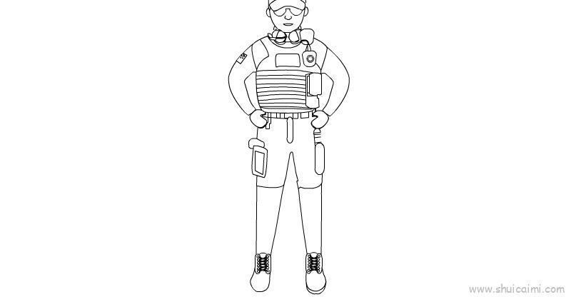 特种兵儿童画怎么画 特种兵简笔画顺序