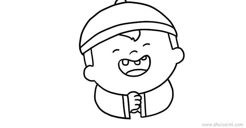 可爱小男孩拜年儿童画怎么画 可爱小男孩拜年简笔画画法