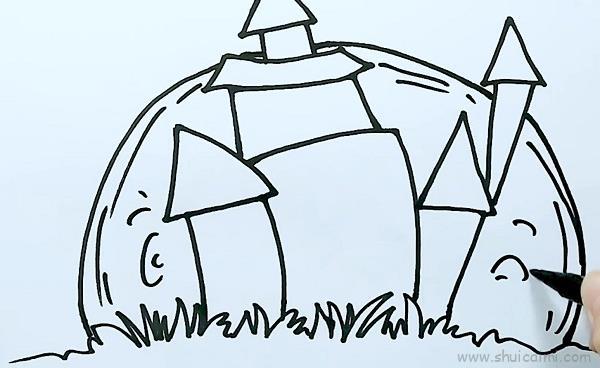 万圣节城堡儿童画怎么画 万圣节城堡简笔画图片