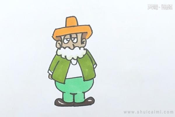 带草帽老爷爷简笔画怎么画 带草帽老爷爷简笔画简单