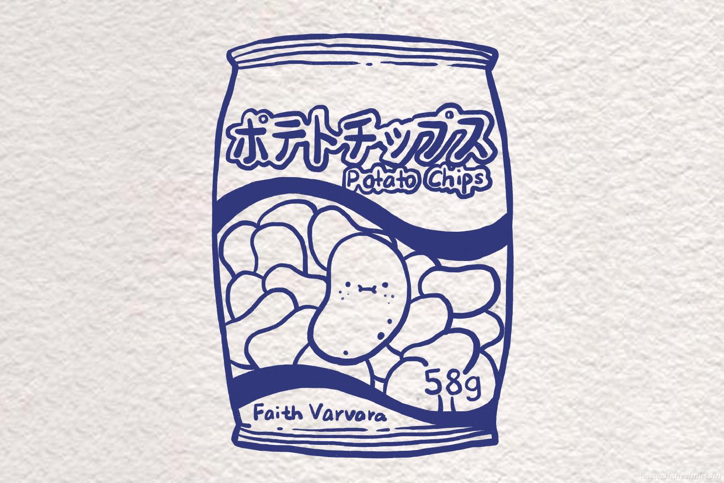 一袋薯片怎么画 一袋薯片简笔画图片大全带颜色