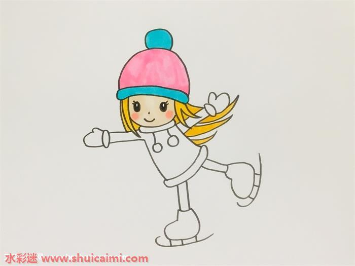 小女孩滑冰怎么画 小女孩滑冰简笔画画法