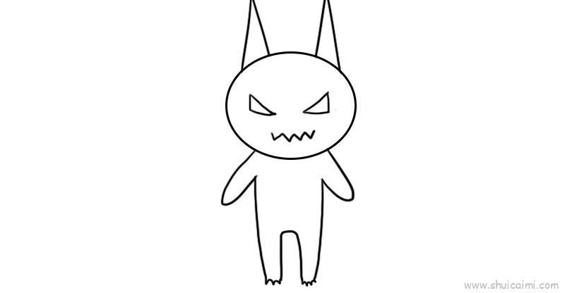 卡通蝙蝠儿童画绘画步骤教程