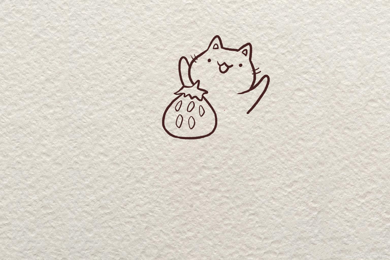 吃蛋糕开心小猫怎么画 吃蛋糕开心小猫简笔画画法