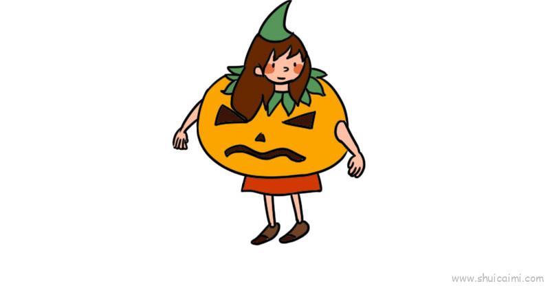 南瓜女孩儿童画怎么画 南瓜女孩简笔画顺序
