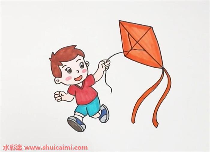 放风筝怎么画 放风筝简笔画简单易画彩色