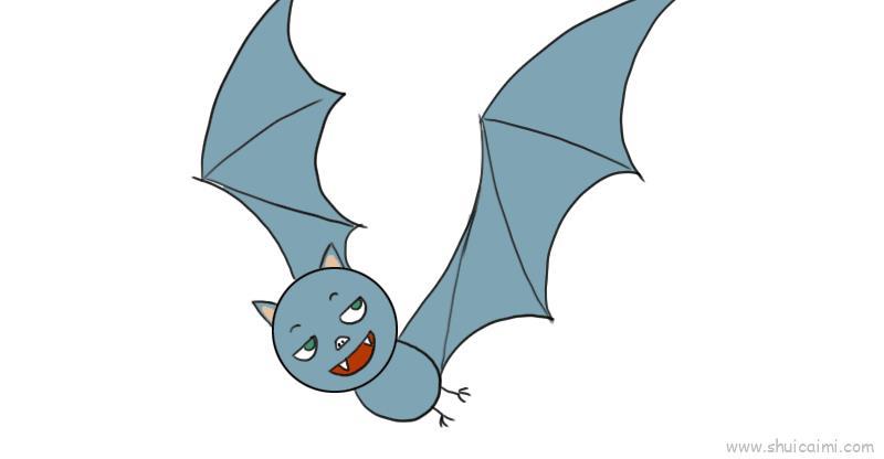 简单的小蝙蝠儿童画绘画步骤教程