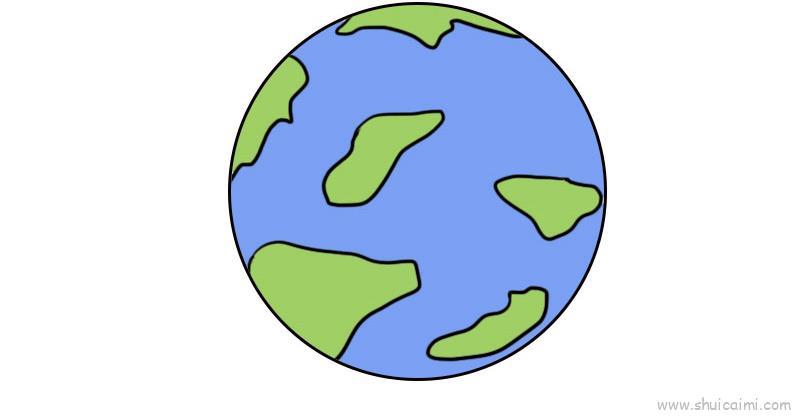 世界海陆分布图儿童画怎么画 世界海陆分布图简笔画图片