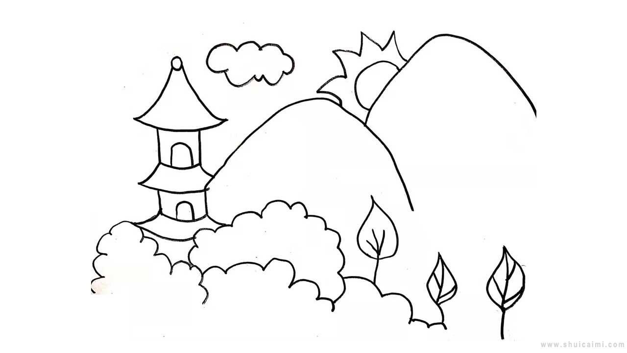 云台山简笔画怎么画 云台山简笔画图片