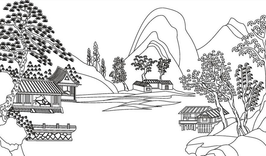 山水风景图片简笔画 绘画山水风景图片简笔画