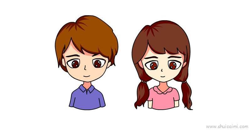 情侣头像儿童画怎么画 情侣头像简笔画图片大全