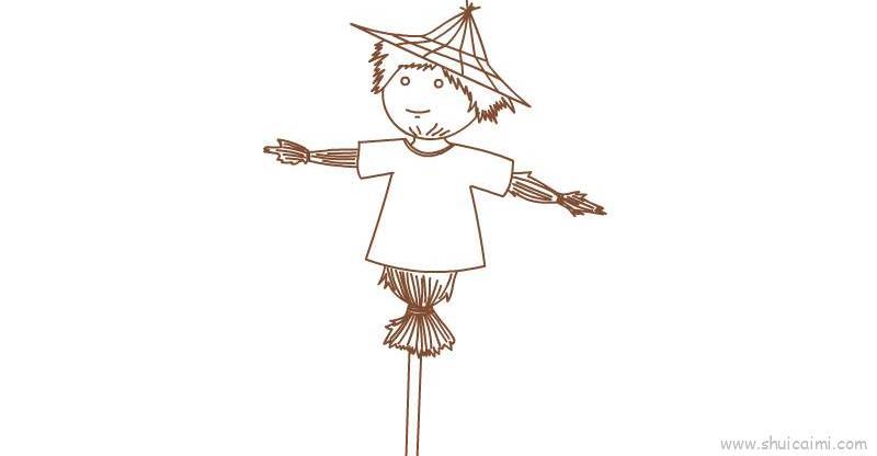 稻草人儿童画怎么画 稻草人简笔画简单又好看