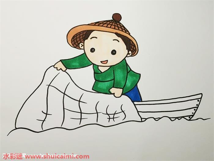 渔船和渔夫怎么画 渔船和渔夫简笔画漂亮彩色