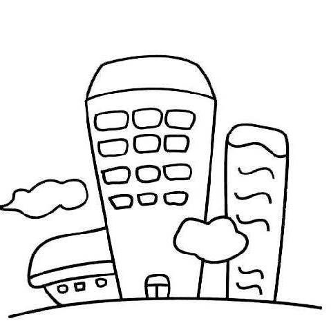 城市简笔画图片大全 城市简笔画图片大全集简单的高楼大厦