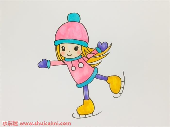 小女孩滑冰怎么画 小女孩滑冰简笔画画法