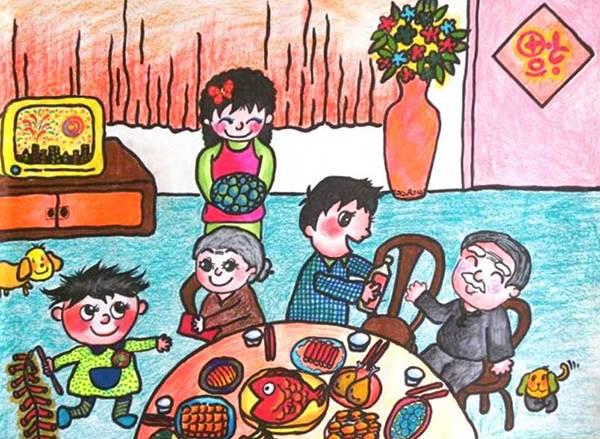 过年全家福儿童画怎么画 过年全家福儿童