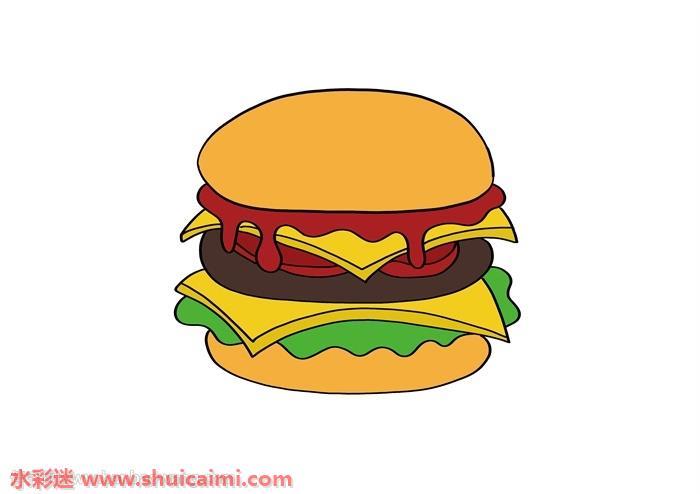 汉堡怎么画 汉堡简笔画简单又漂亮彩色