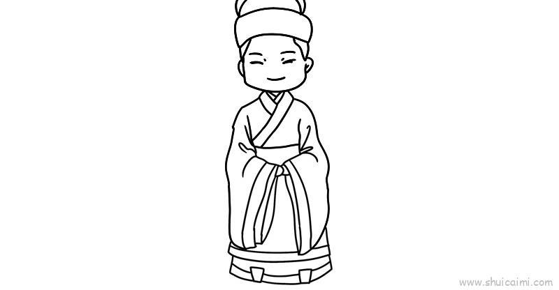 古人儿童画怎么画 古人简笔画步骤