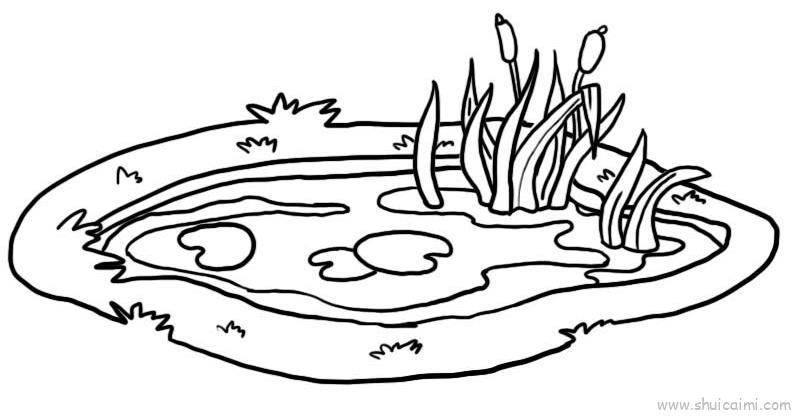 小池塘和水草儿童画怎么画 小池塘和水草简笔画简单又好看