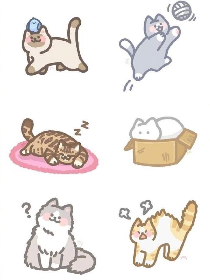 小猫简笔画可爱 趴着的小猫简笔画可爱