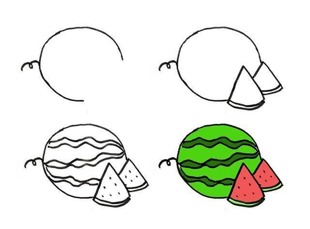 儿童简笔画西瓜 儿童简笔画西瓜灯