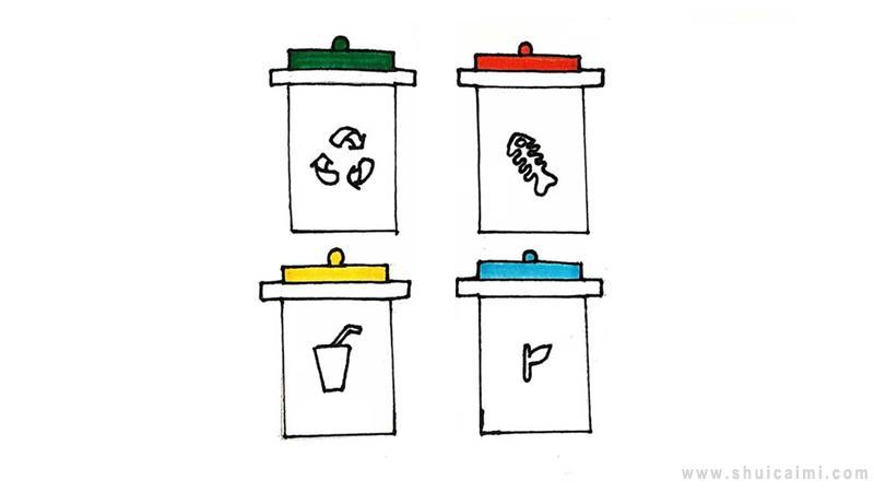 分类垃圾桶简笔画怎么画 分类垃圾桶简笔画简单又好看