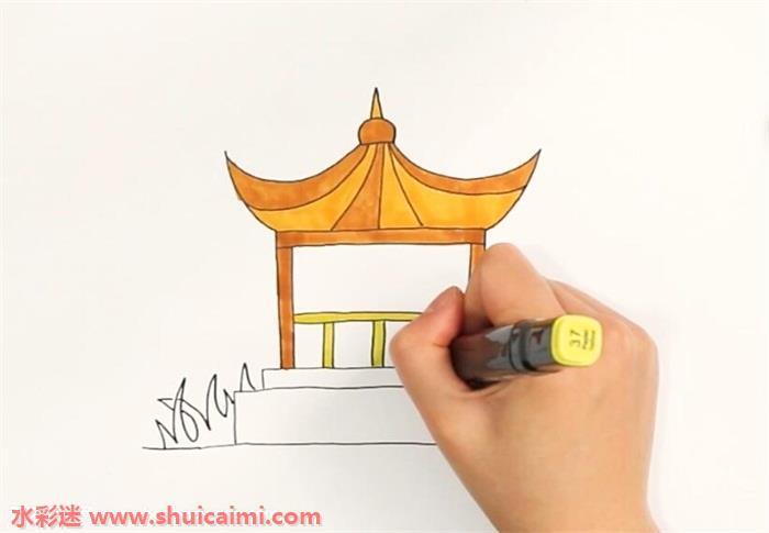 亭台楼阁怎么画 亭台楼阁简笔画简单易画彩色