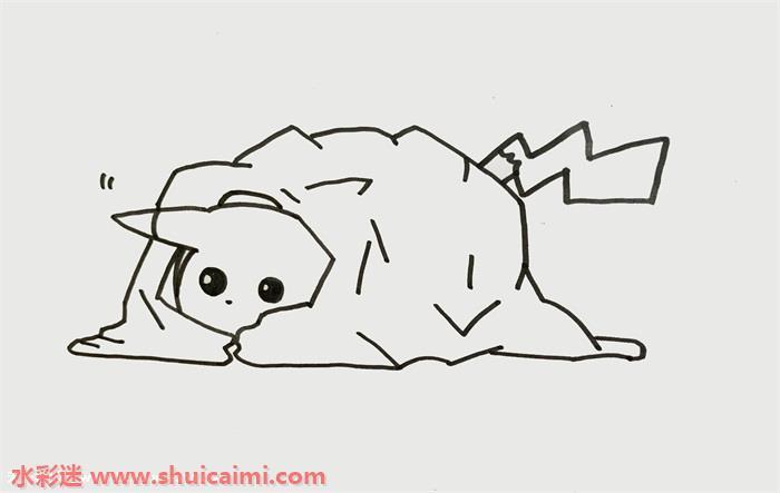 可爱的卡通动画皮卡丘尾巴简笔画步骤图
