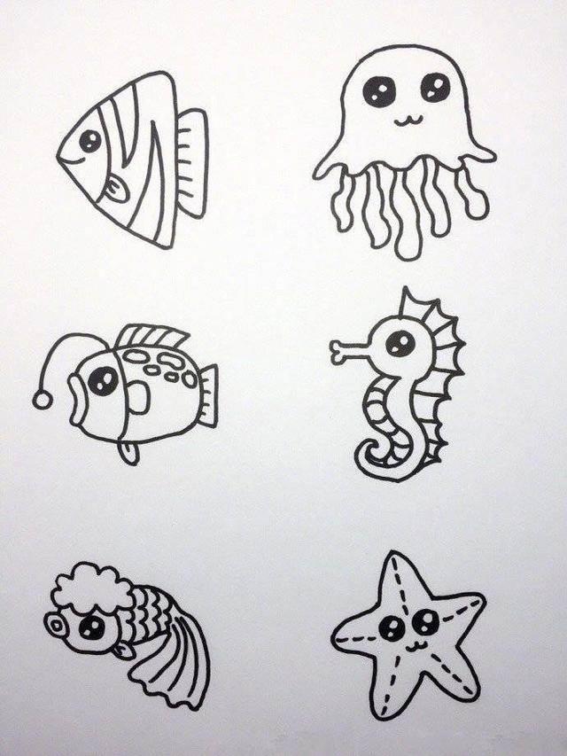 海底小动物简笔画 海底小动物简笔画图片