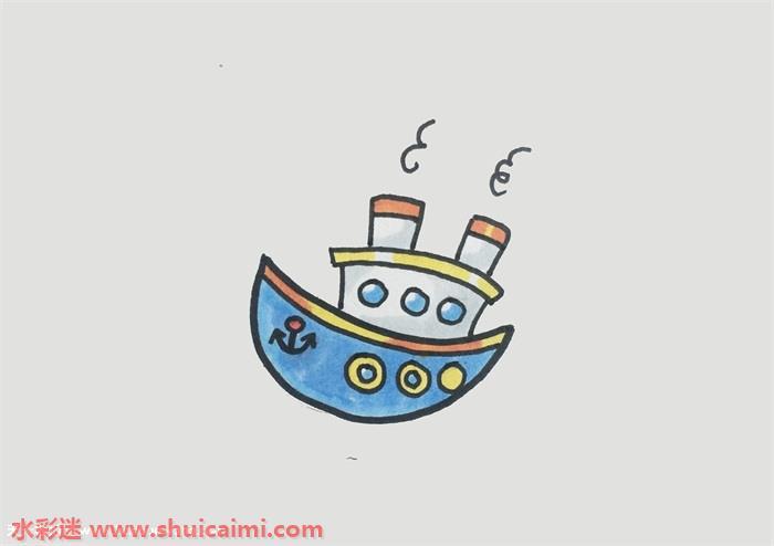游轮怎么画 游轮简笔画图片带颜色