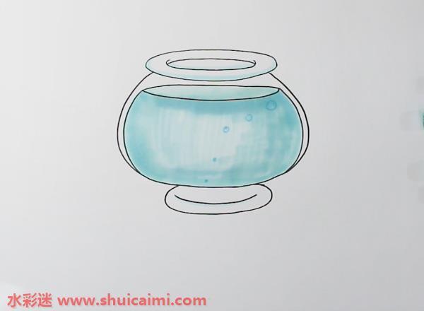 鱼缸怎么画 鱼缸简笔画图片带颜色