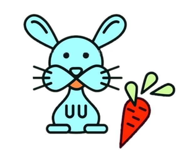 兔子简笔画彩色 兔子简笔画彩色可爱卡通