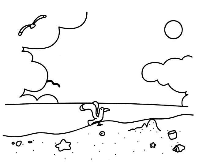 沙滩简笔画 沙滩简笔画海边彩色